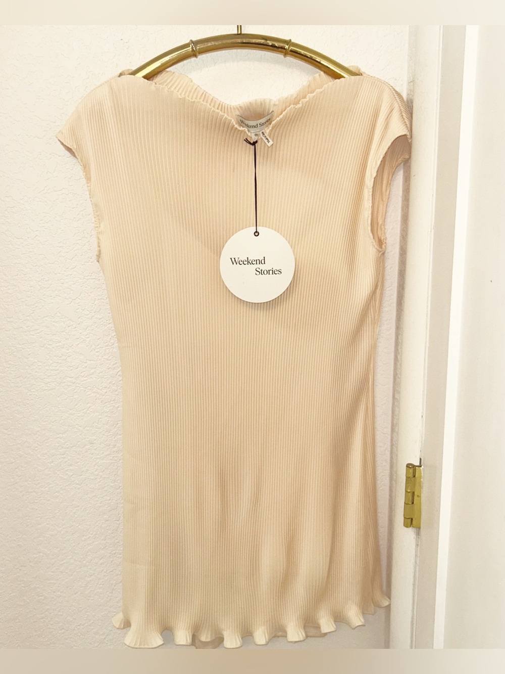 NwT WEEKEND STORIES x Revolve The Dagmar Pleated Mini Dress in Ivory SZ: M